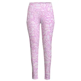 All-Over Print Women's High Waist Leggings With Side Pocket41 rose, print