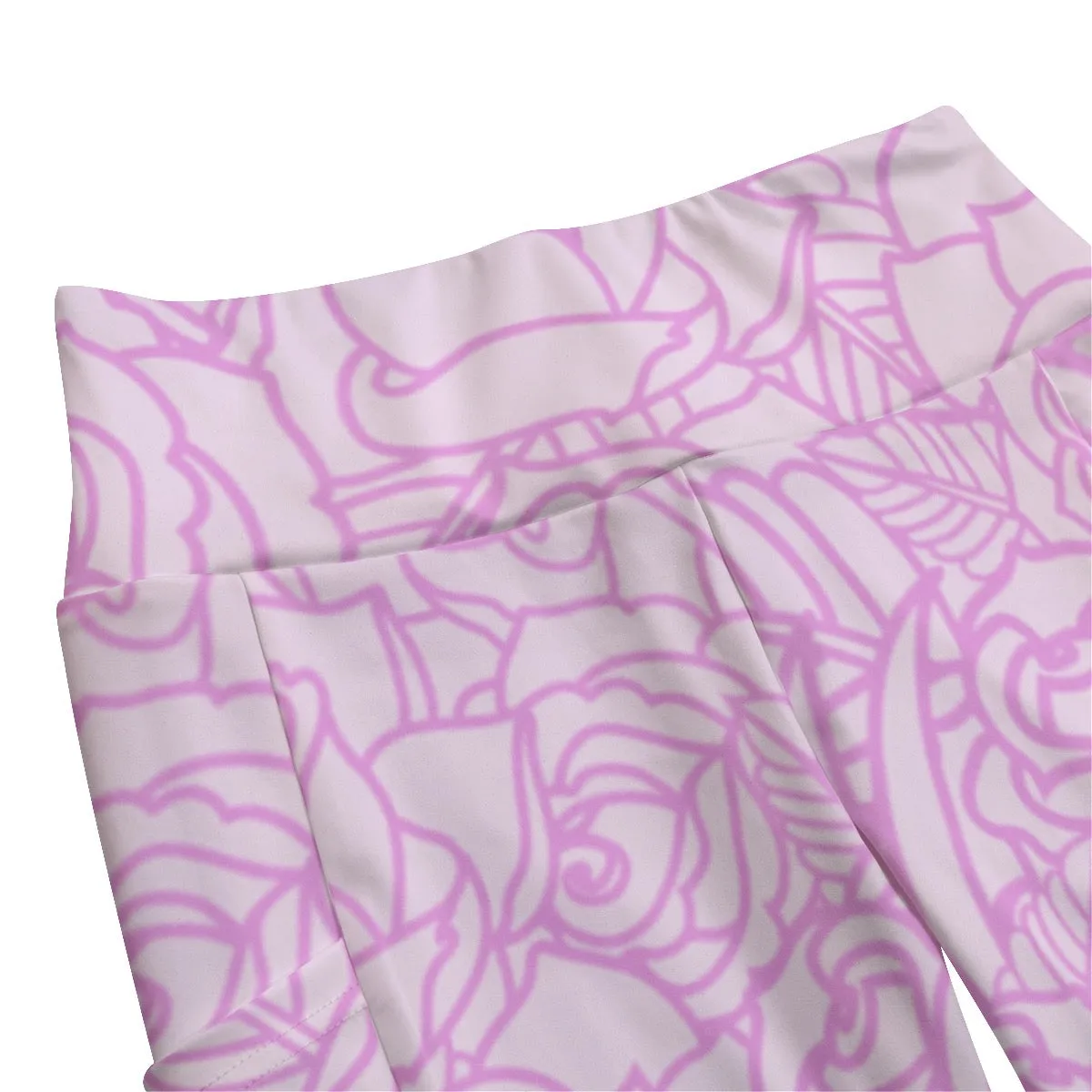 All-Over Print Women's High Waist Leggings With Side Pocket41 rose, print