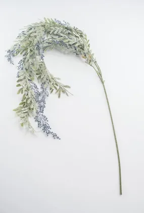 Artificial, frosted, hanging berry and leaves spray