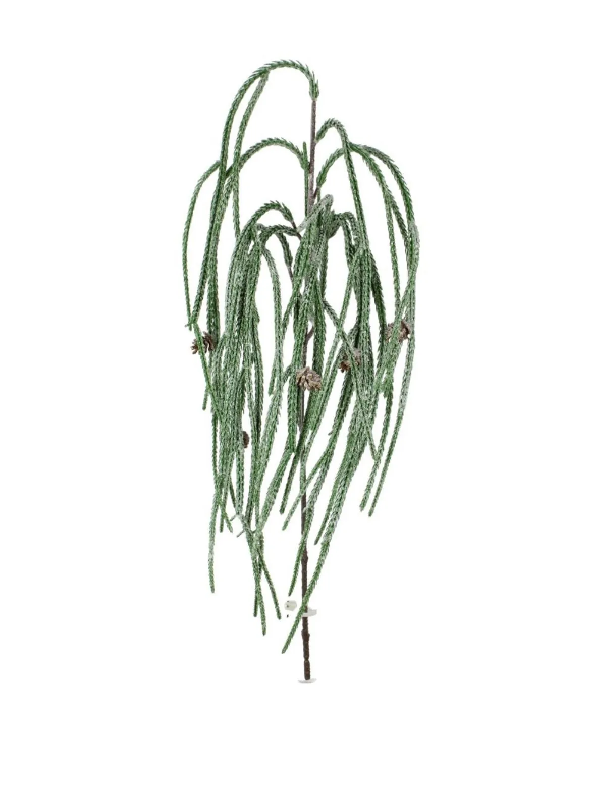 Artificial, frosted, weeping greenery branch