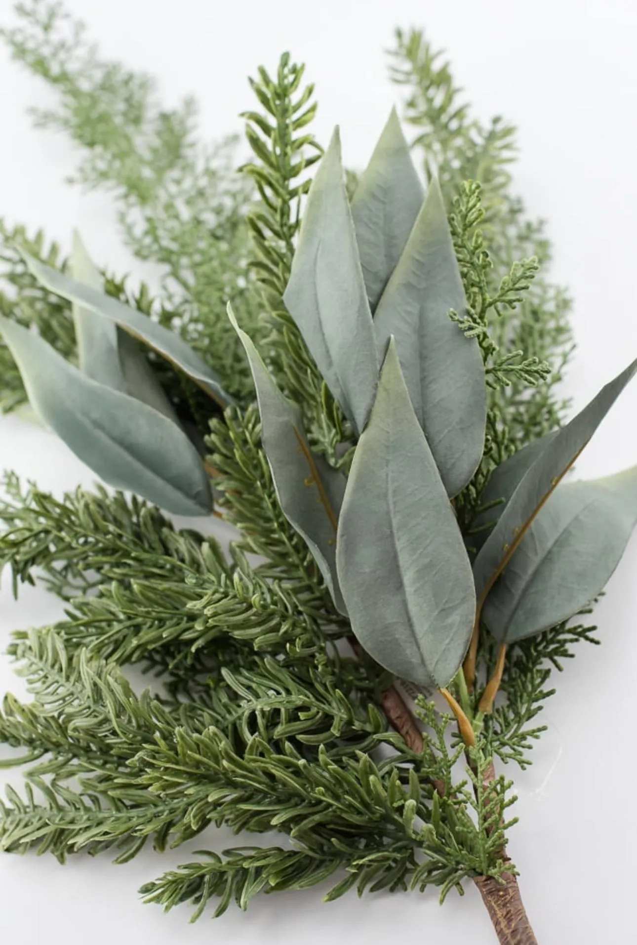 Artificial pine and eucalyptus greenery spray