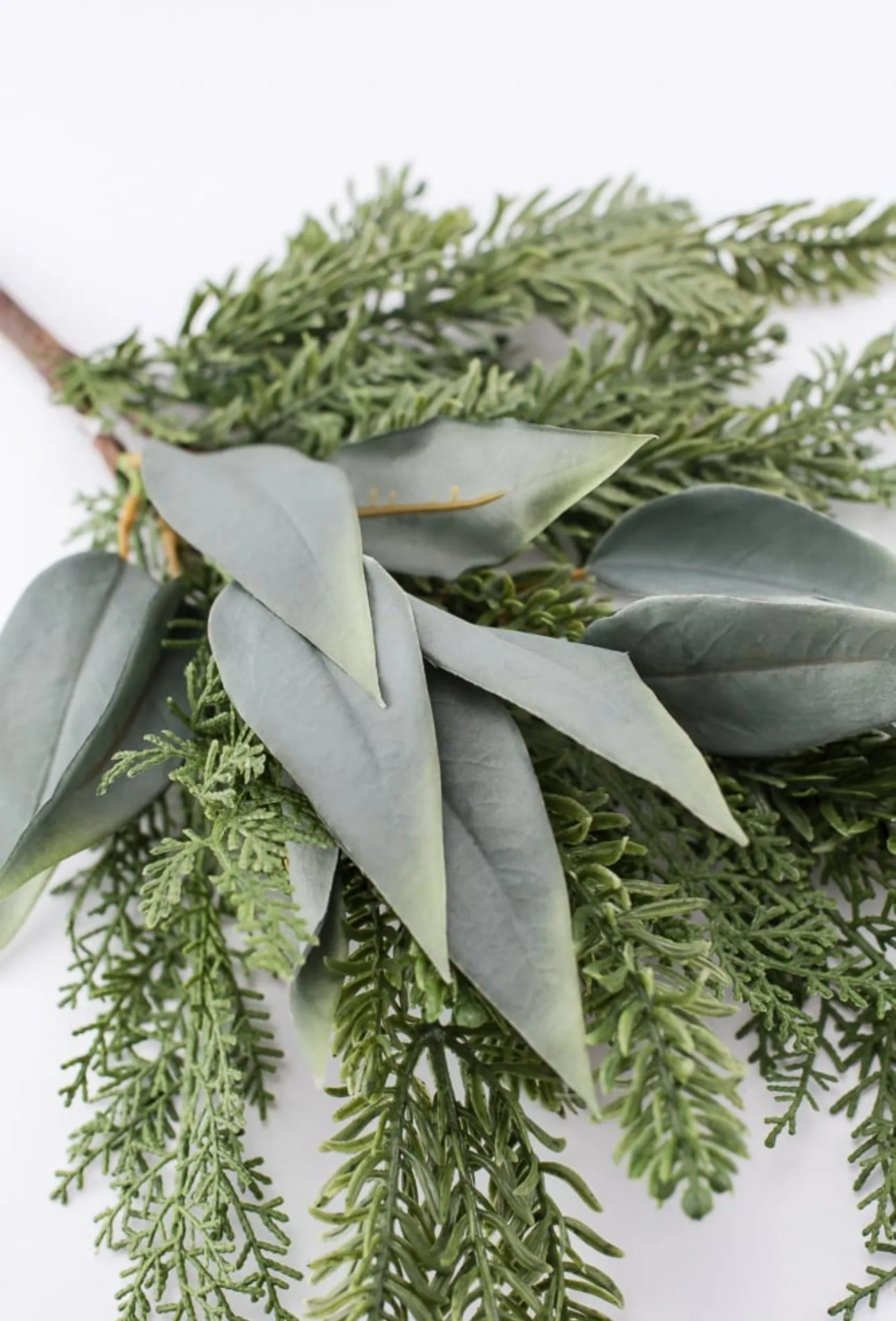Artificial pine and eucalyptus greenery spray