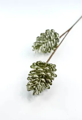 Artificial, pinecone spray - green