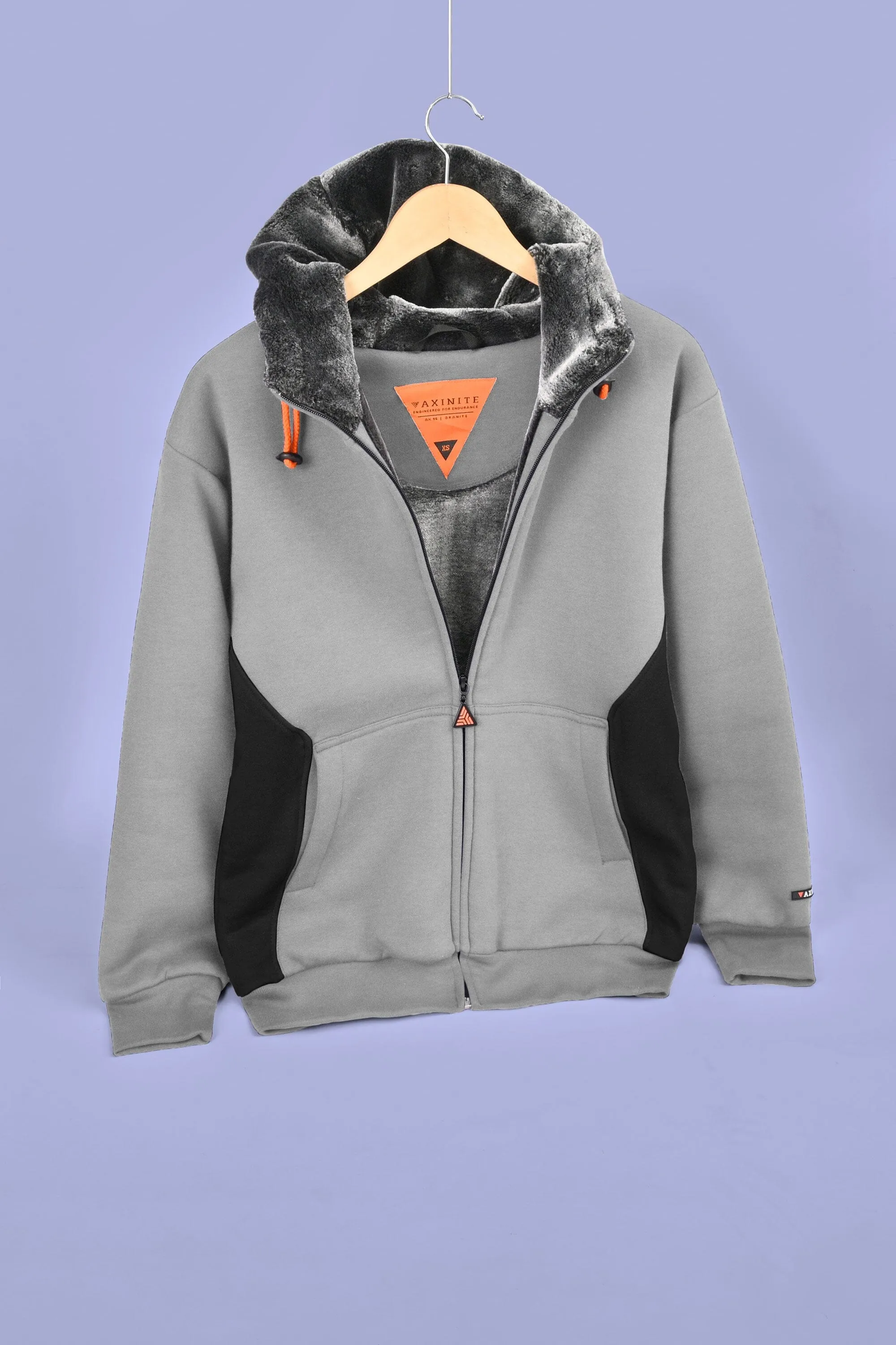 Axinite Men's AX 96 Contrast Panel Fleece Zipper Hoodie.