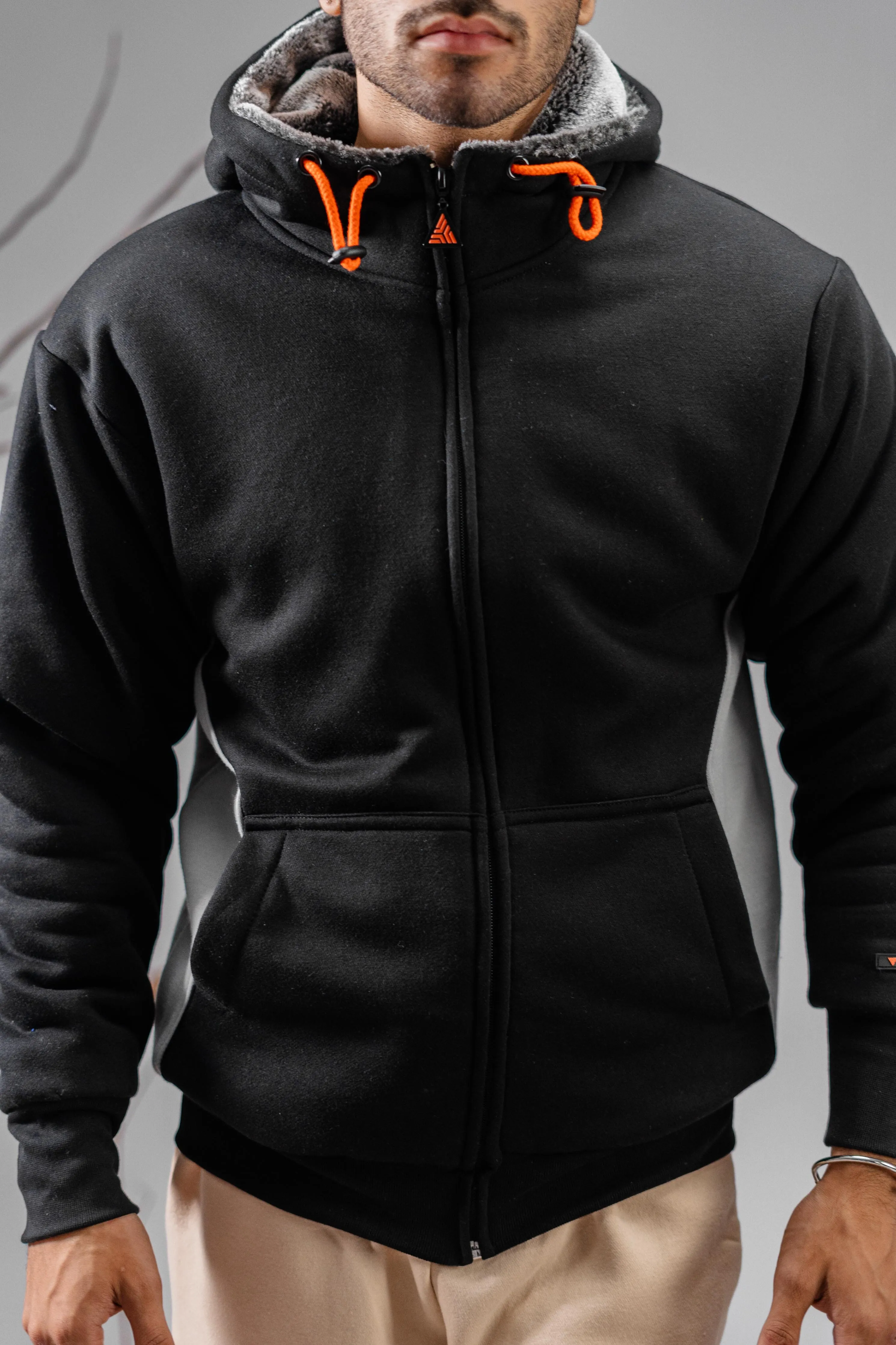 Axinite Men's AX 96 Contrast Panel Fleece Zipper Hoodie.