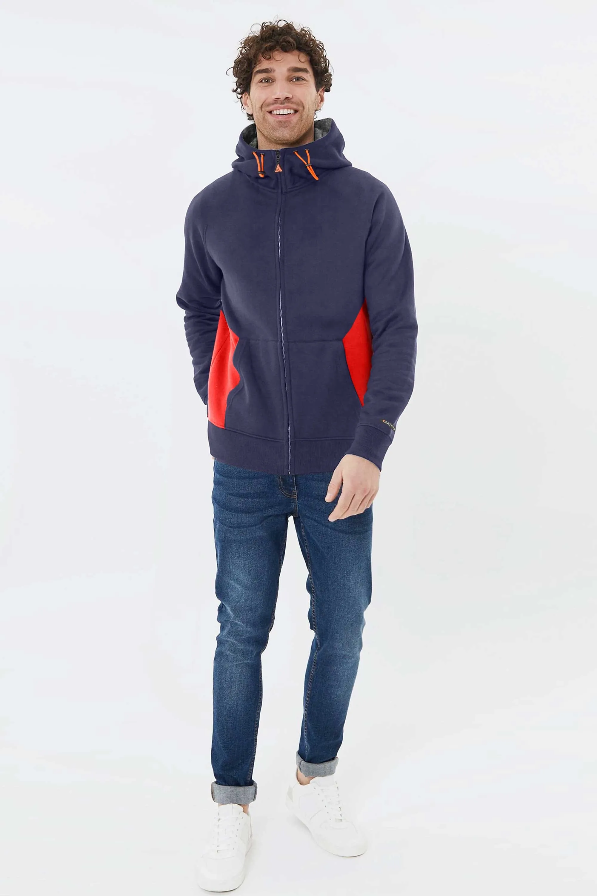 Axinite Men's AX 96 Contrast Panel Fleece Zipper Hoodie.
