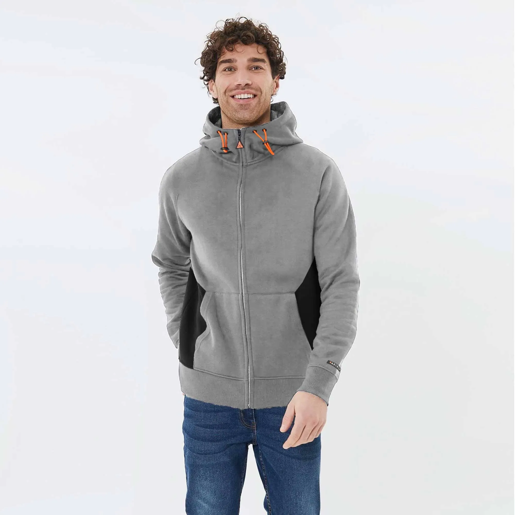 Axinite Men's AX 96 Contrast Panel Fleece Zipper Hoodie.