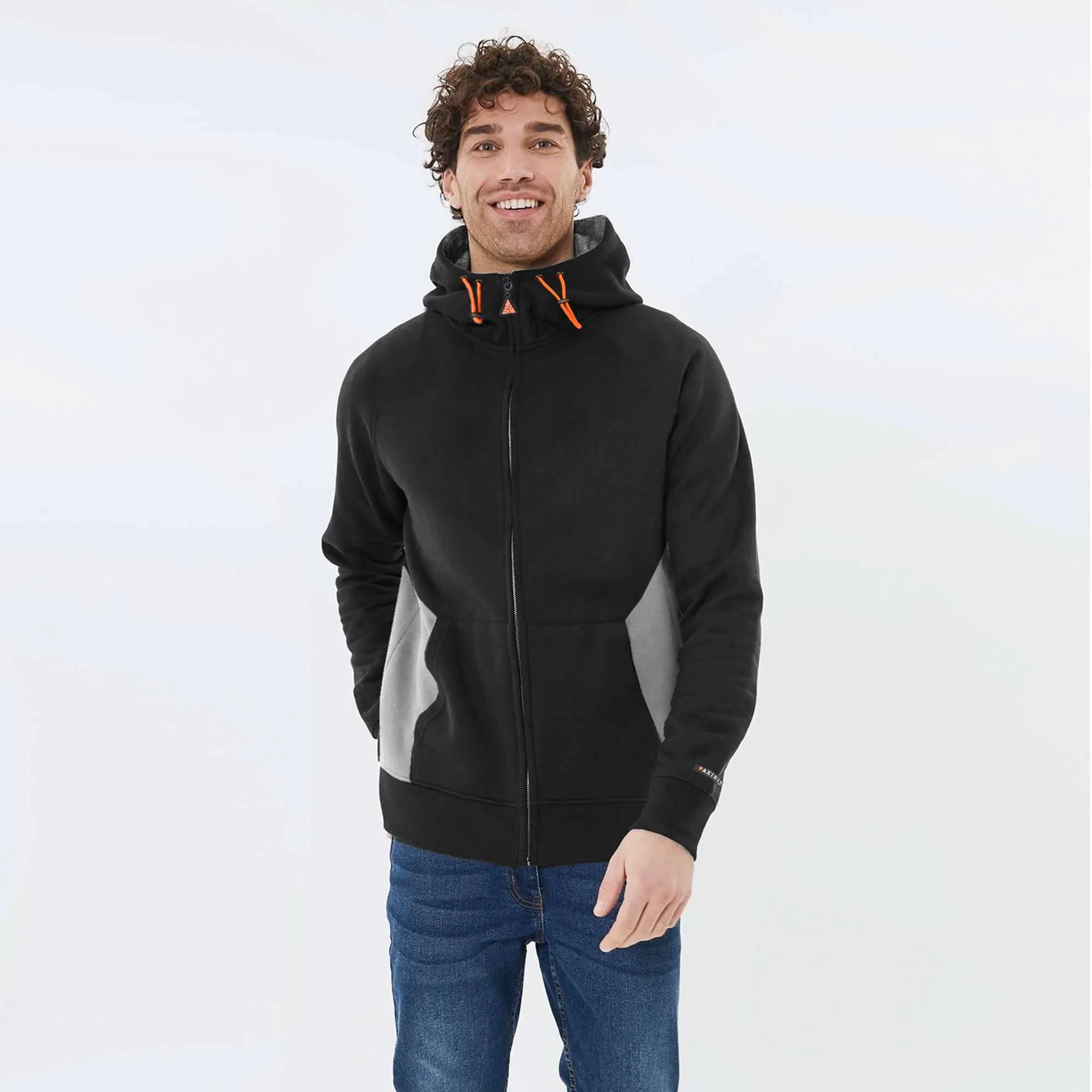 Axinite Men's AX 96 Contrast Panel Fleece Zipper Hoodie.
