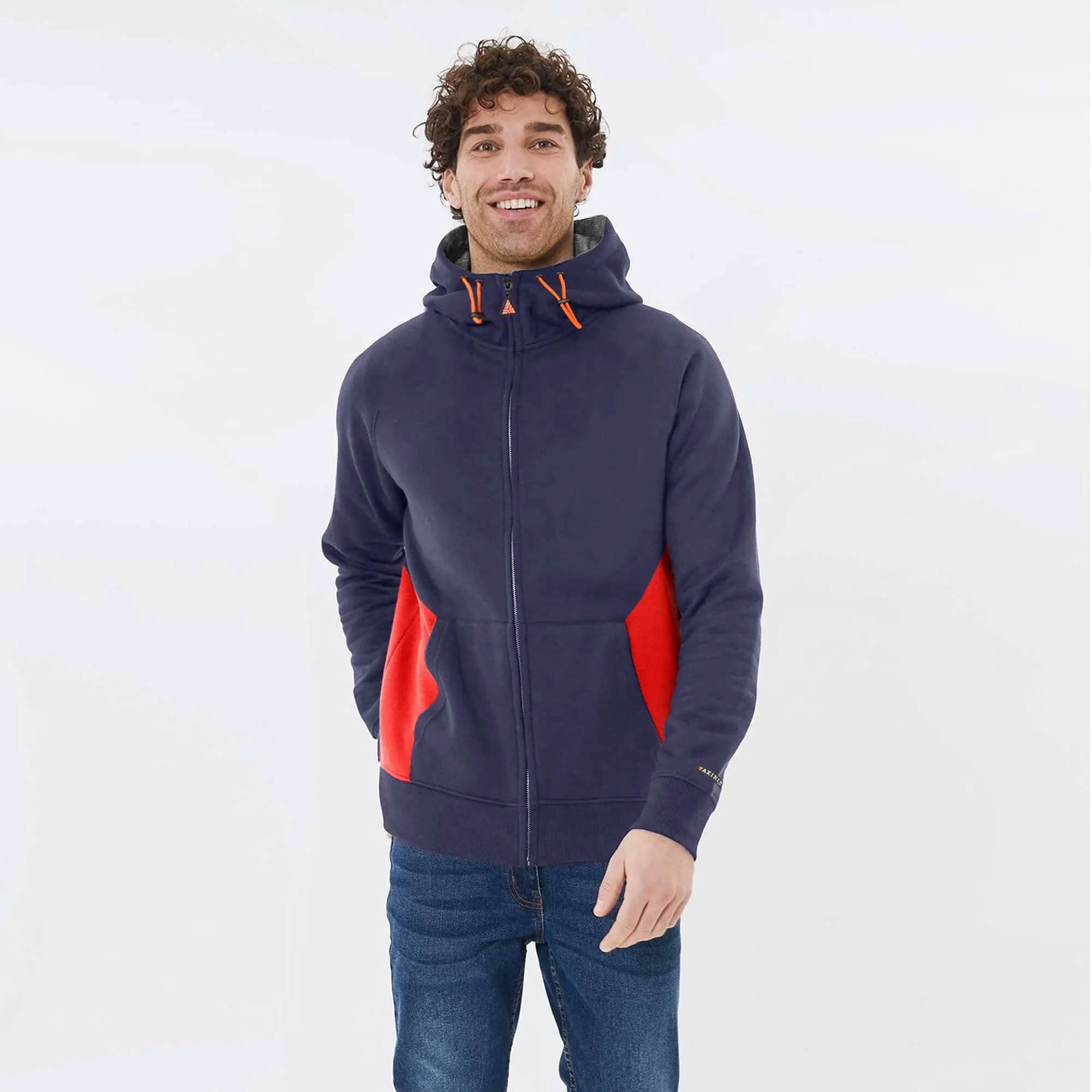 Axinite Men's AX 96 Contrast Panel Fleece Zipper Hoodie.