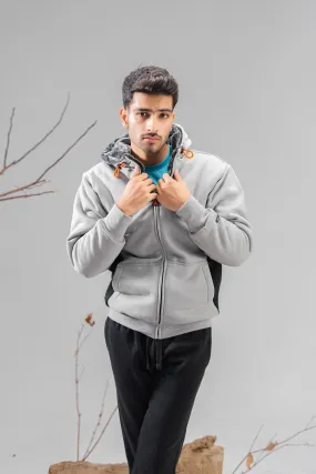 Axinite Men's AX 96 Contrast Panel Fleece Zipper Hoodie.