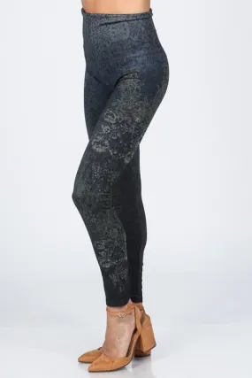 B4292AA High Waist Full Length Legging Lacey Damask