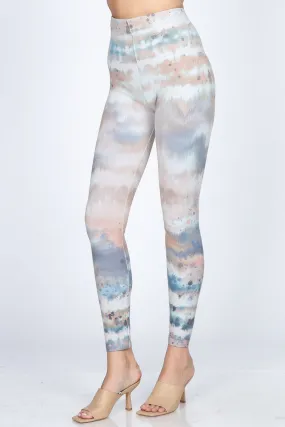 B4292DP High Waist Full Length Legging Artistic Abstract