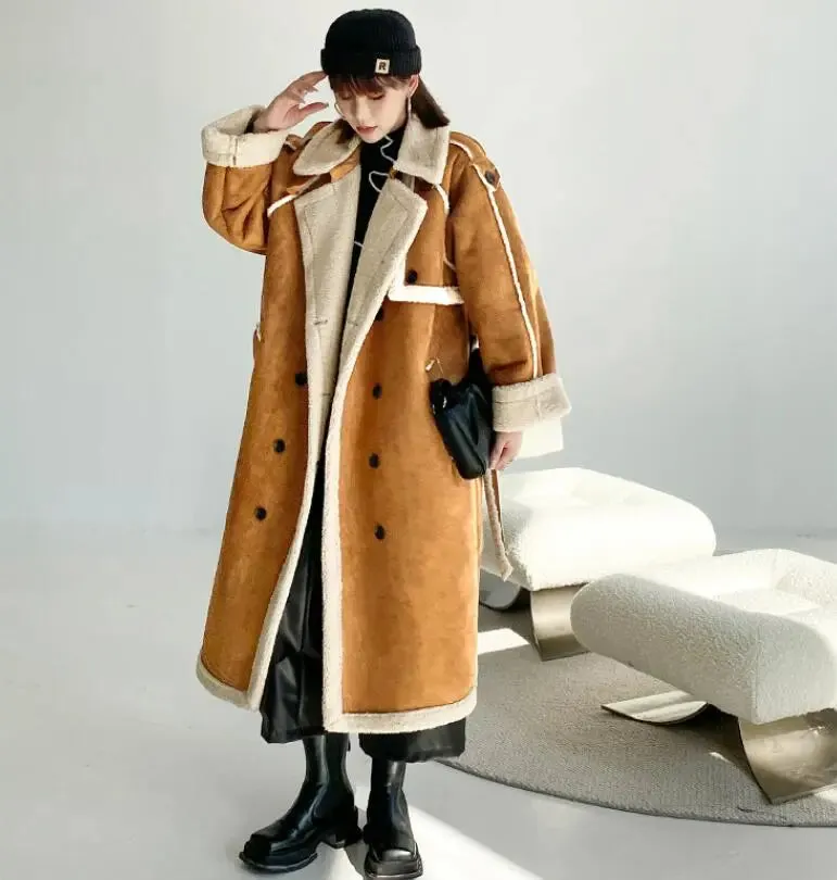 Beat the Winter Blues with Stylish Women's Suede Long Coats