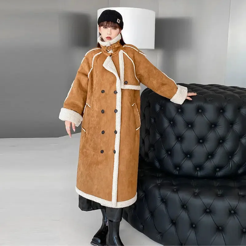 Beat the Winter Blues with Stylish Women's Suede Long Coats