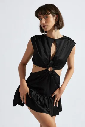 Black Black Ring Detail Keyhole Dress