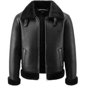 Black Shearling Aviator Jacket – Designed with Premium Leather | El Zoro