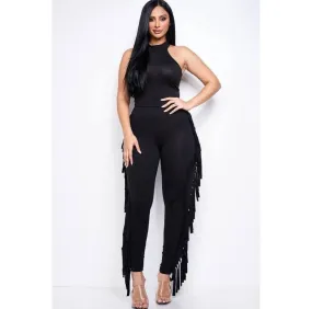 Black Side Fringe Leggings