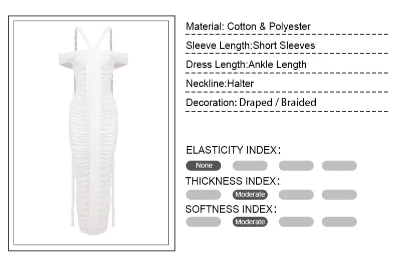 Braid Ribbon Ruched Short Sleeves Evening Gown