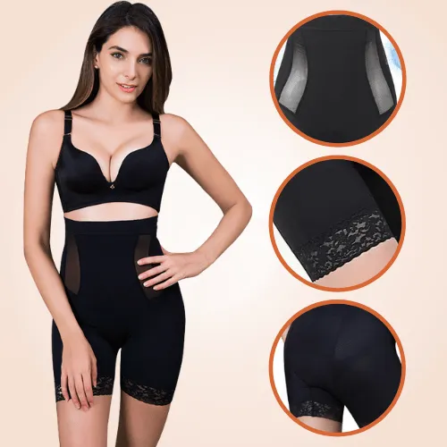 Breathable Side Mesh Tummy Control High Waisted Sculpting Shorts
