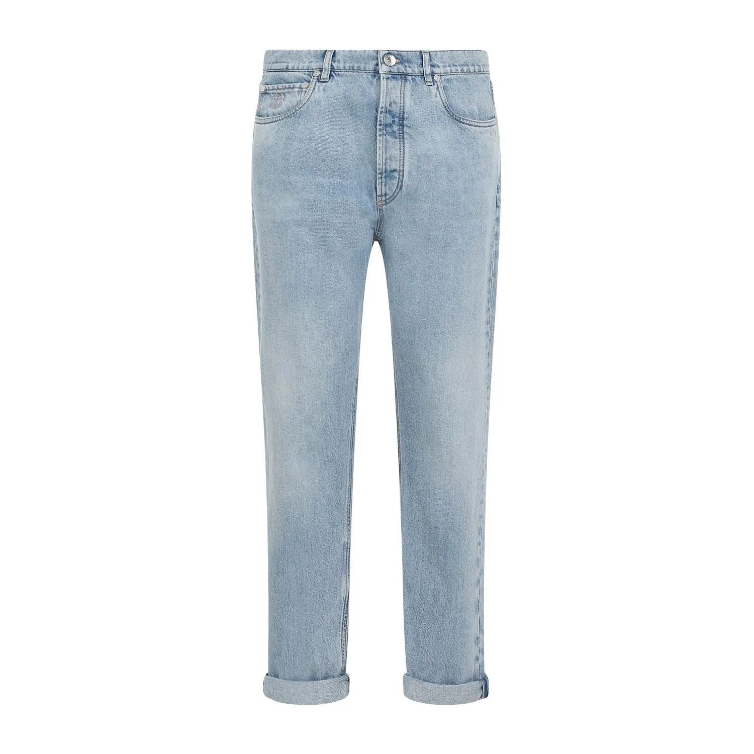 BRUNELLO CUCINELLI Refined Cotton Blue Jeans for Men