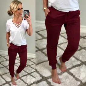 Burgundy Pocket Joggers