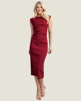 Burgundy Sleeveless Midi Dress