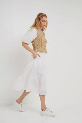 Cable Knit Down Midi Dress