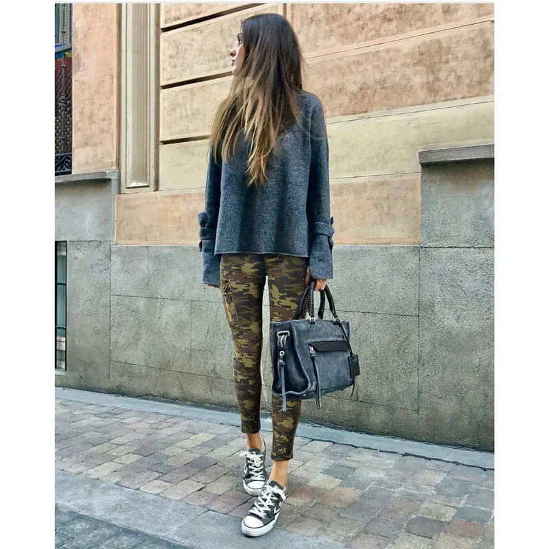 Camouflage Jeans Women's Jeans High Waist Jeans Zipper Pencil Pants