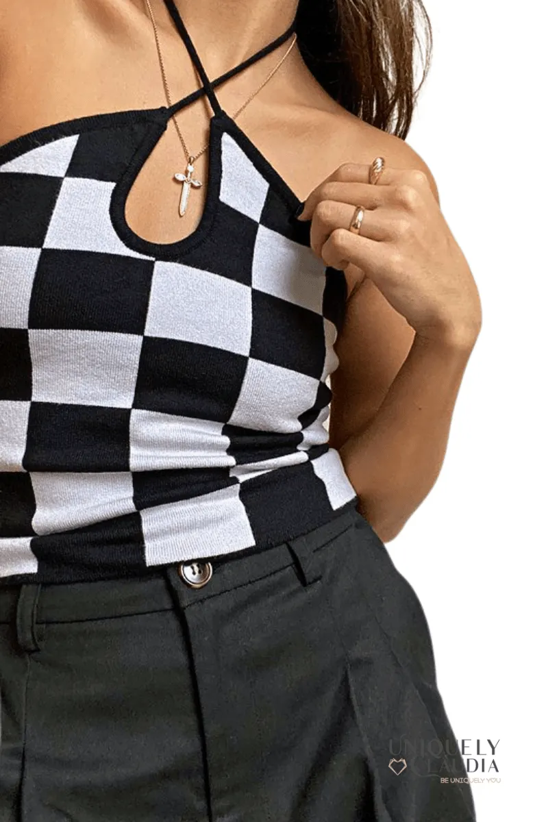 Carly Checkered Halter Top