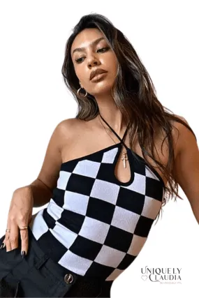 Carly Checkered Halter Top
