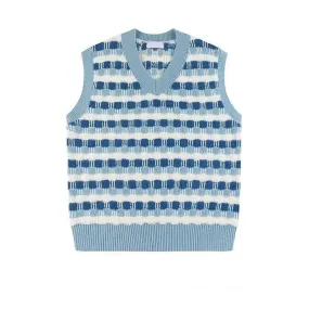 Casual Morandi Checker Knitted Vest