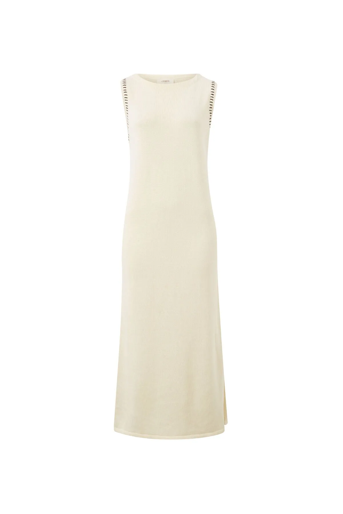 Ceres Life Sleeveless Boat Neck Knit Midi Dress - eggshell