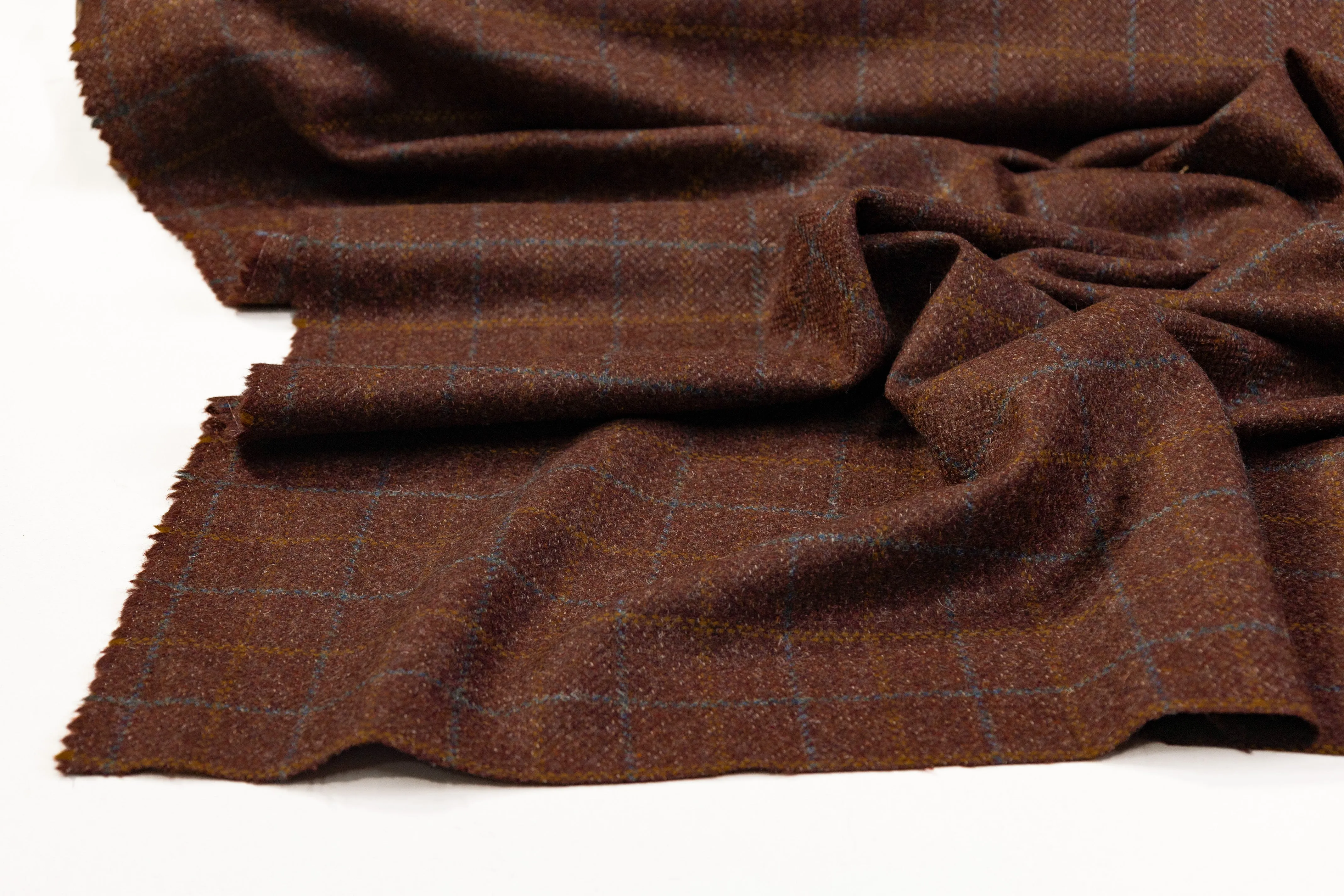 Checked Italian Wool Suiting - Brown