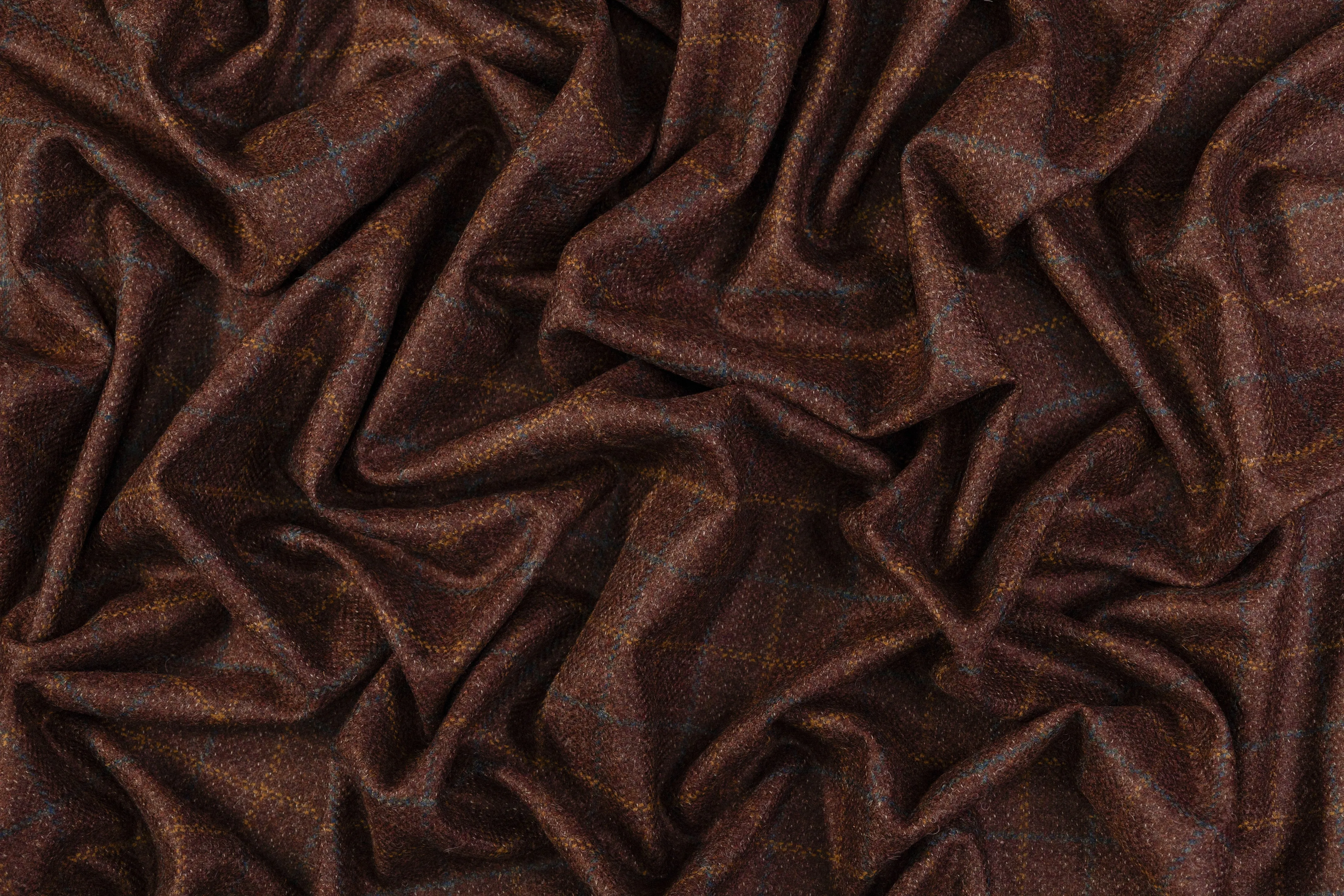 Checked Italian Wool Suiting - Brown