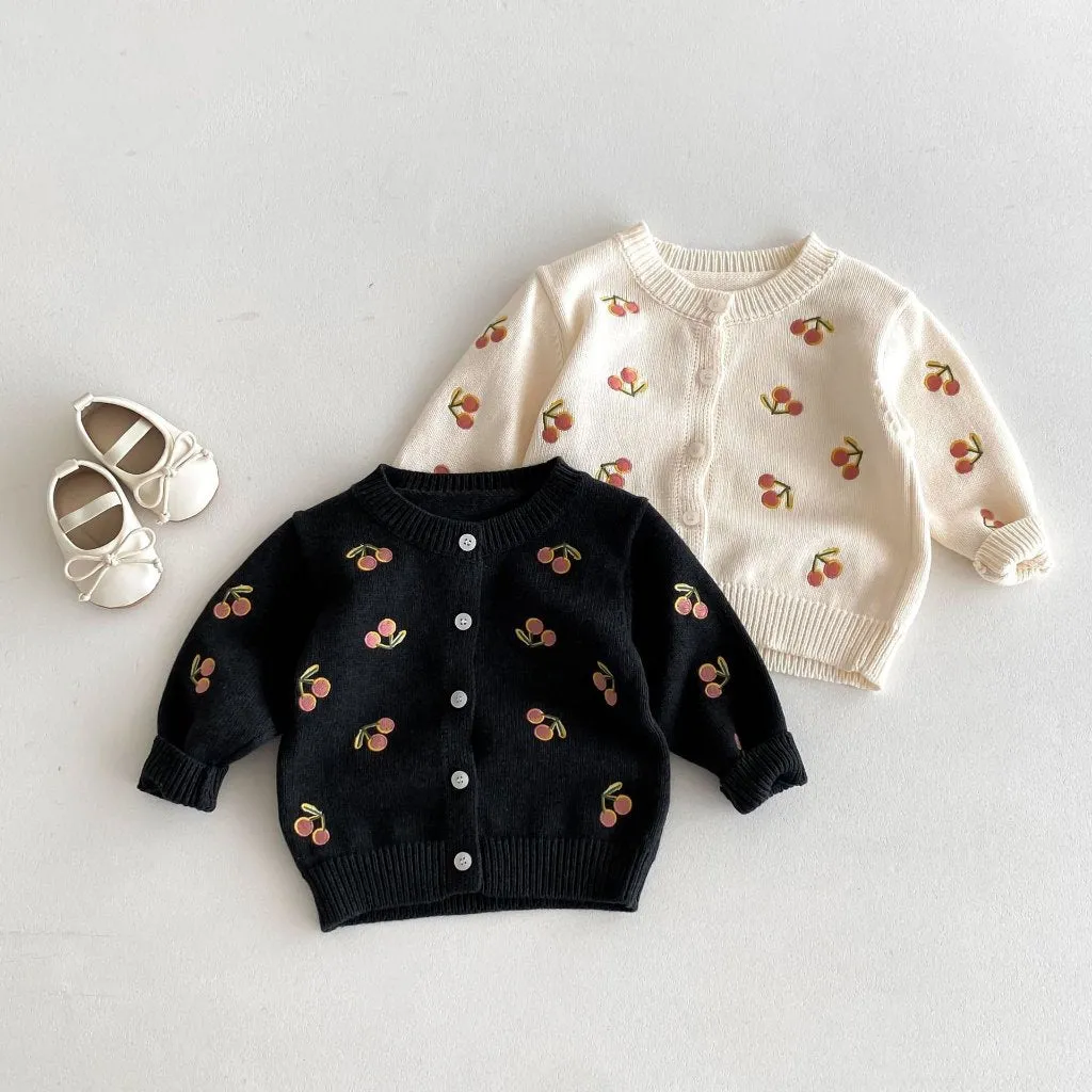 Cherry Button Down Little Girls' Cardigan