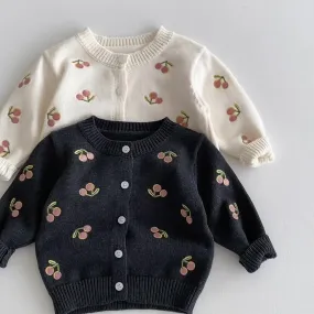 Cherry Button Down Little Girls' Cardigan