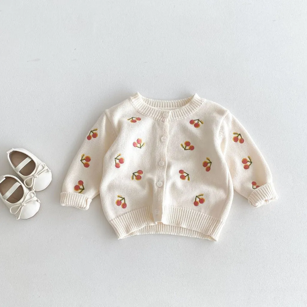 Cherry Button Down Little Girls' Cardigan