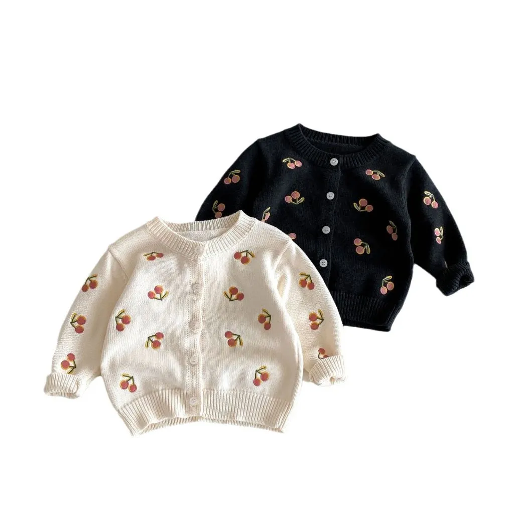 Cherry Button Down Little Girls' Cardigan