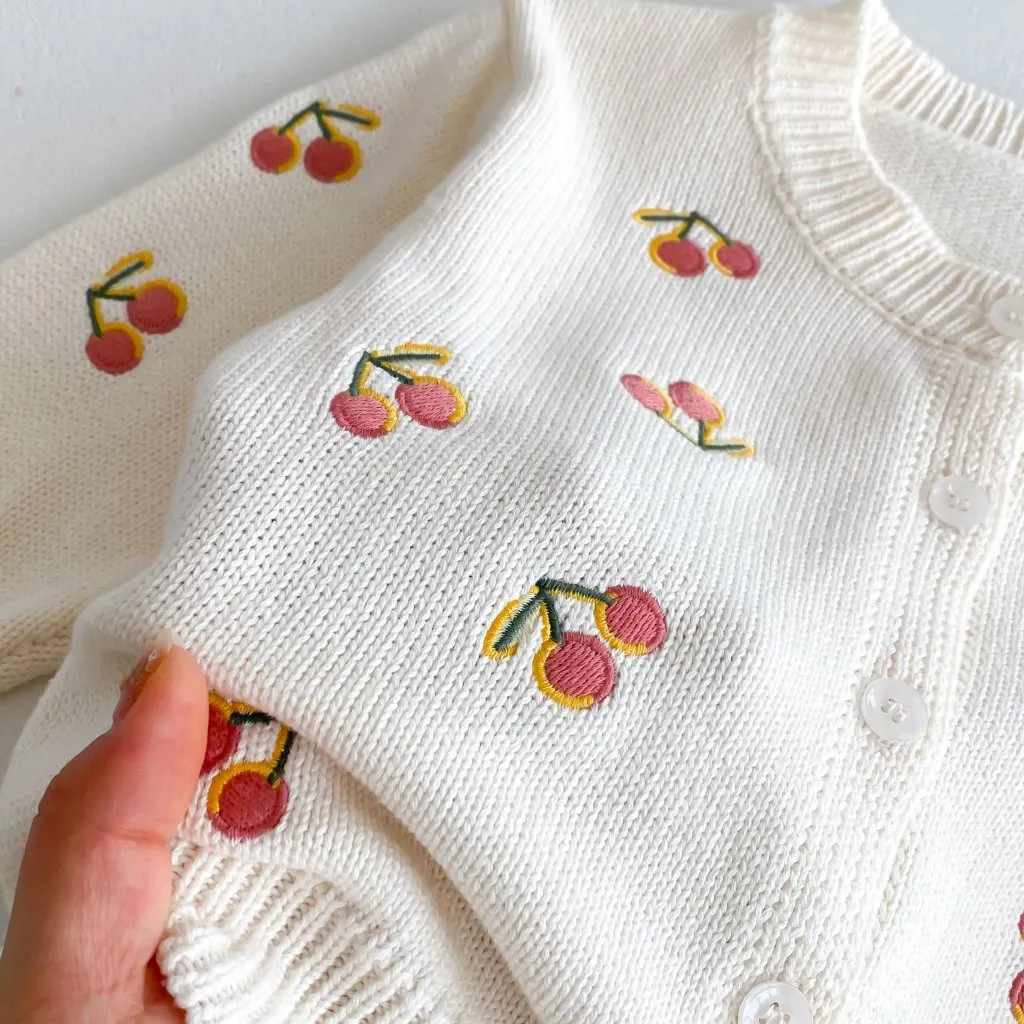 Cherry Button Down Little Girls' Cardigan