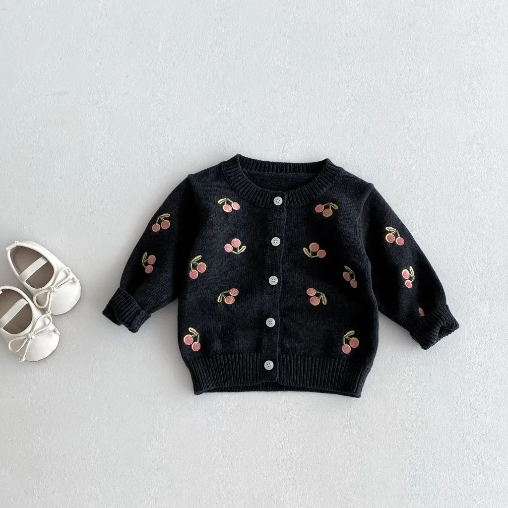 Cherry Button Down Little Girls' Cardigan
