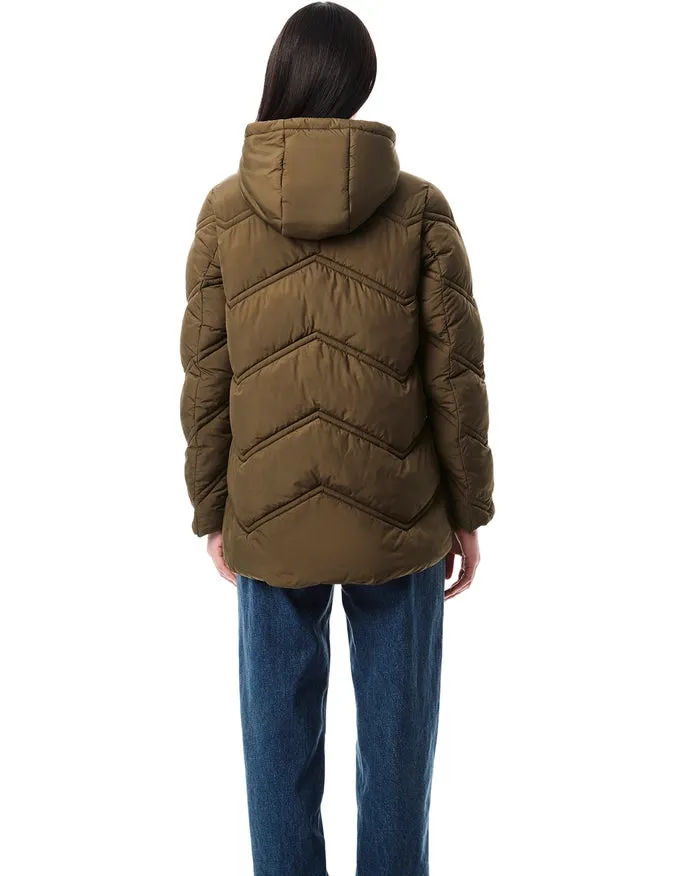 Chevron Quilt Hooded Puffer Olivia