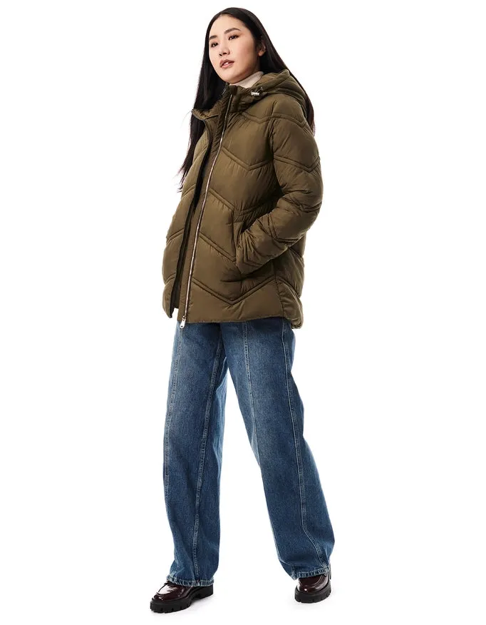 Chevron Quilt Hooded Puffer Olivia