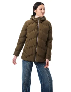 Chevron Quilt Hooded Puffer Olivia