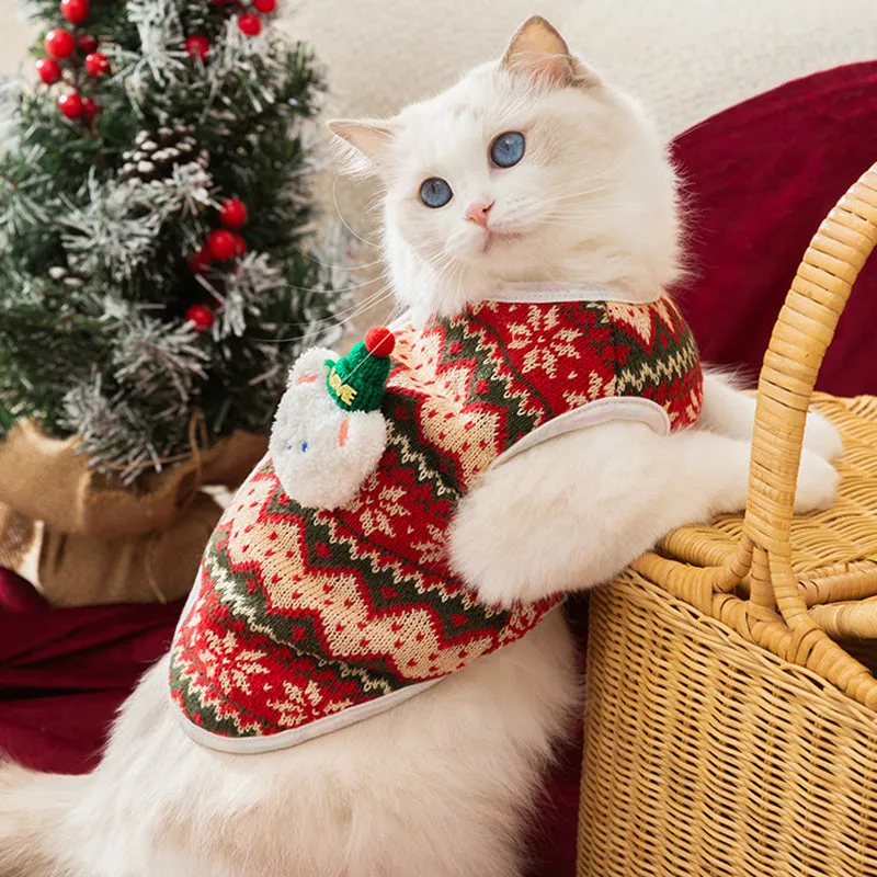 Christmas Knitted Cartoon Bear Pet Vest