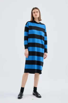Compania Fantastica Blue Stripe Print Knitted Midi Dress