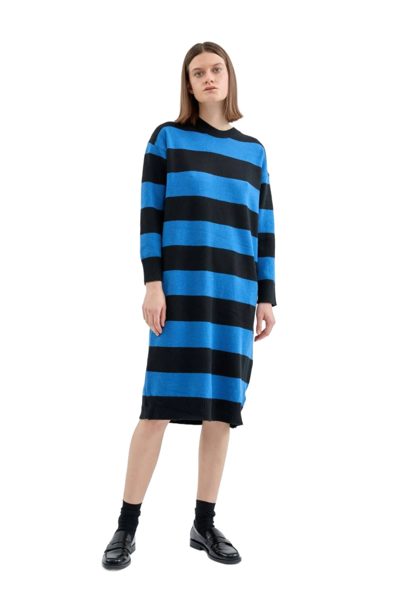 Compania Fantastica Blue Stripe Print Knitted Midi Dress