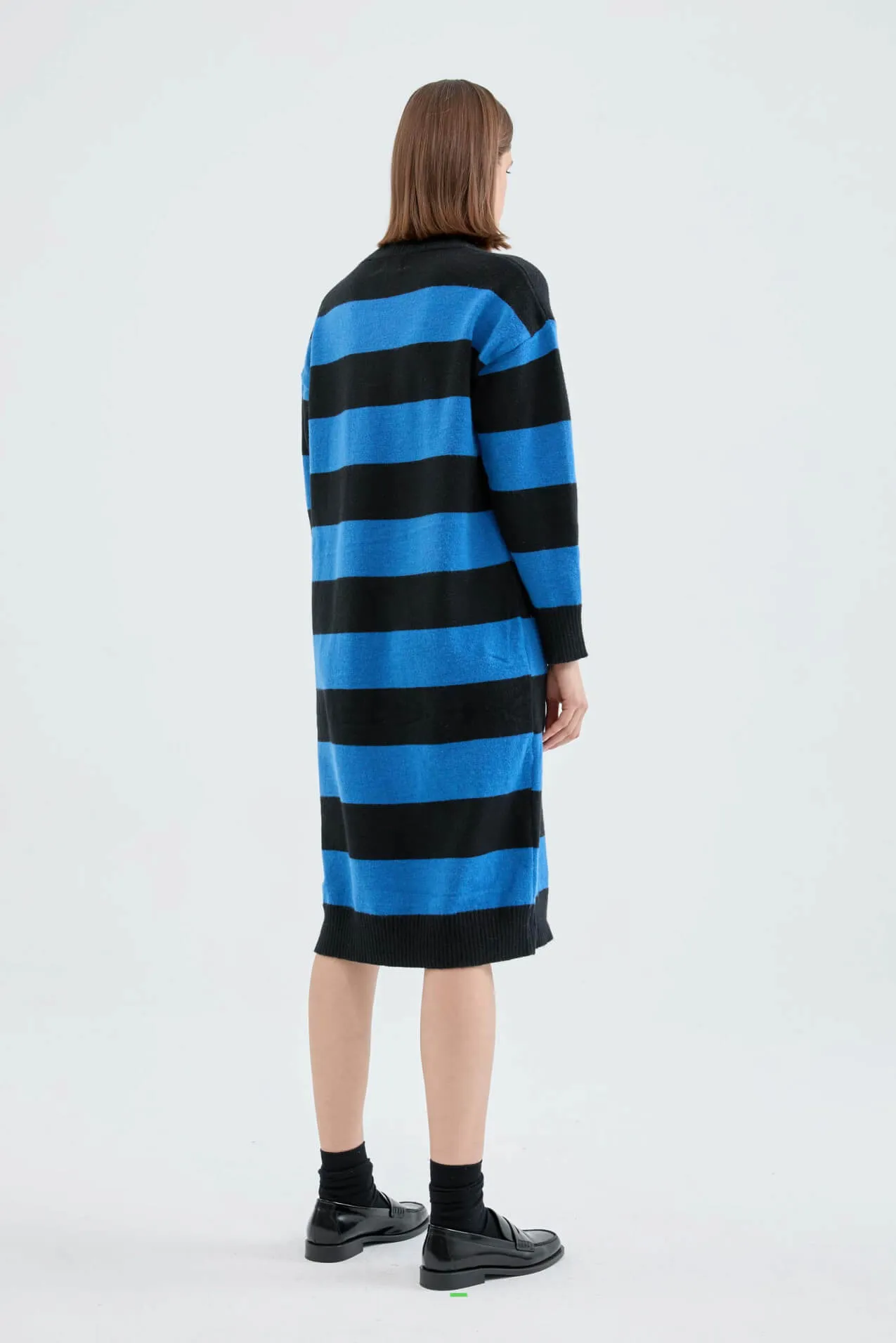 Compania Fantastica Blue Stripe Print Knitted Midi Dress