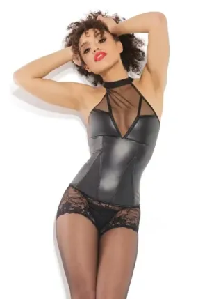 Coquette Matte Wetlook Boned Bustier - Color: Black | Pack Of: 1 | Style: Clothing