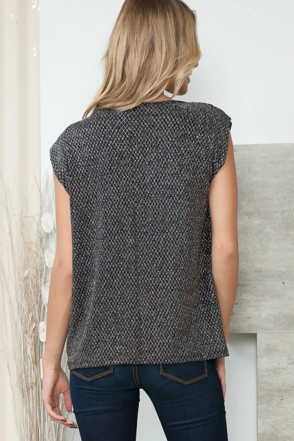 Cowl Neck Lurex Top-3 Colors*