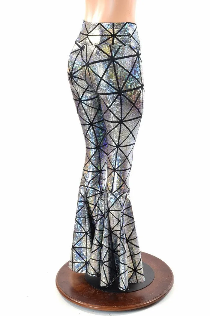 Cracked Tile High Waist Bell Bottom Flares
